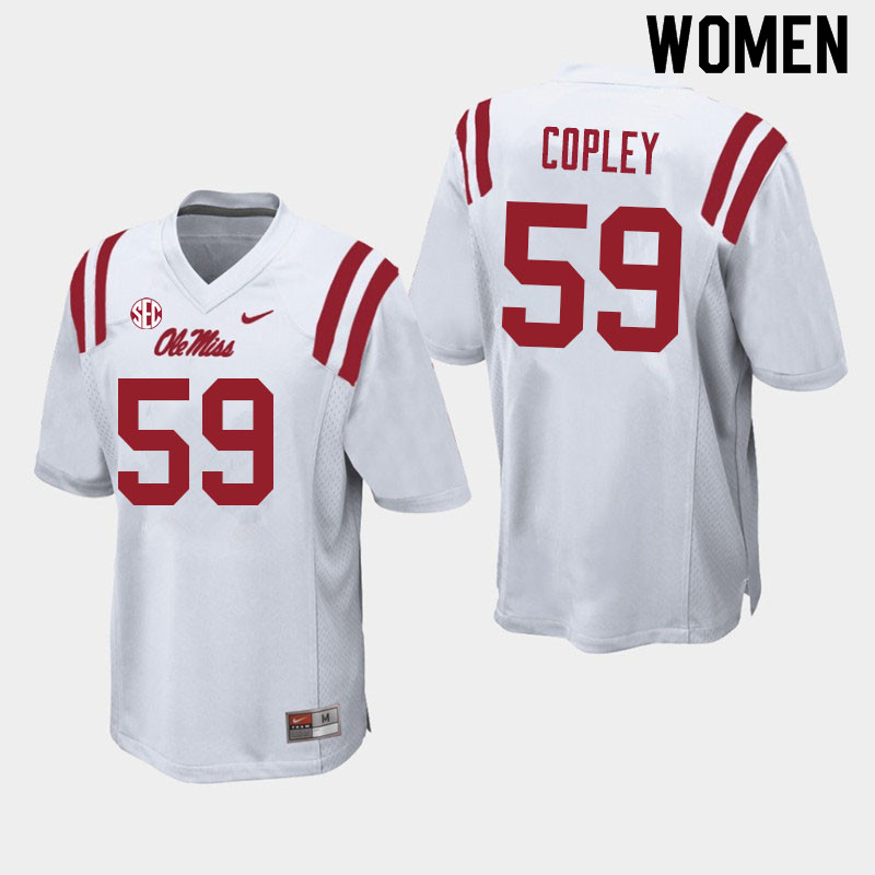 Women #59 John Copley Ole Miss Rebels College Football Jerseys Sale-White
